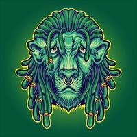 Cool head lion with dreadlock rasta ilustraciones vector