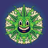 Weed leaf cute emoji with smoke bubble Vector illustrations for your work Logo, mascot merchandise t-shirt, stickers and Label designs, poster, greeting cards advertising business company or brands.