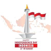 vector illustration of happy independence day in Indonesia celebration on August 17 year