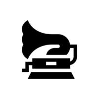 Gramophone icon in single color. Music instrument player listen nostalgia vector