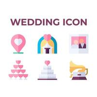 wedding icon set glyph style full color vector