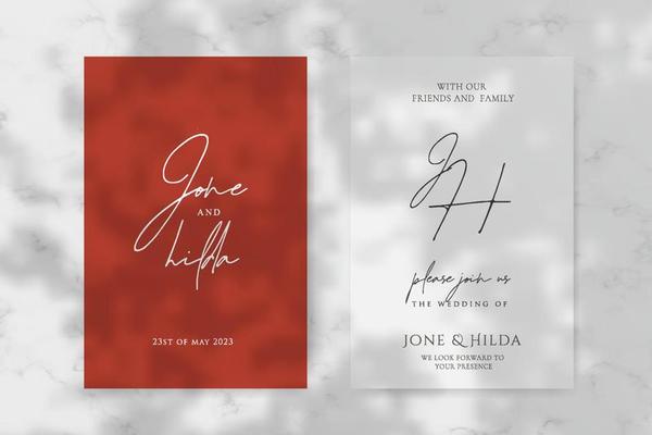 Wedding invitation with elegant dark brown template