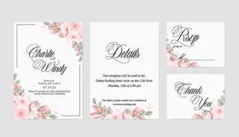 invitación de boda con estampado de arreglo floral rosa suave vector