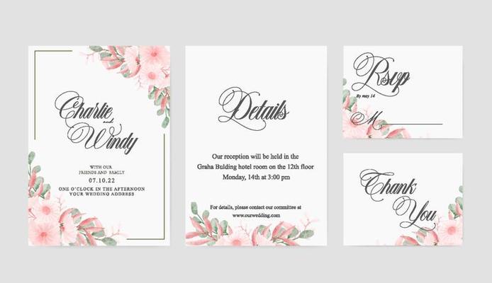 Soft pink flower arrangement print wedding invitation