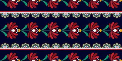 ikat floral étnico diseño de patrón textil sin costuras. alfombra de tela azteca adornos de mandala decoraciones textiles papel tapiz. fondo de vector de bordado tradicional con motivo de flor nativa boho tribal