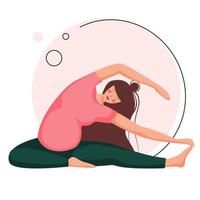 yoga para mujeres embarazadas en estilo de dibujos animados vector