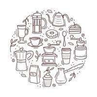 cute coffee design or icons in seamless pattern vector