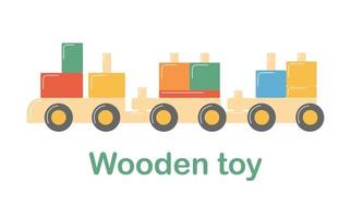 Children's wooden toys for Montessori games. locomotive vector