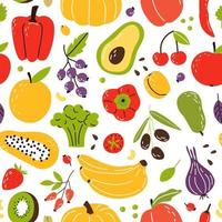 A set of products in a circle, healthy food. Fruits, vegetables and nuts. Cartoon flat vector illustration isolated on white background.