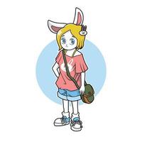 rabbit girl cute vector illustration design