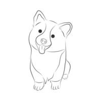 dibujo lineal corgi el perro corgi de pierna corta vector