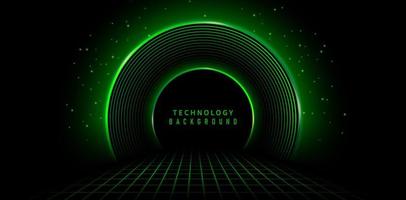 abstract rings backgrounds green tunnel with lights for signs corporate, advertisement business, social media post, billboard agency, ads campaign marketing, motion video, landing page, website header vector