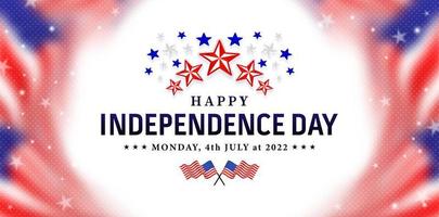 happy independence day background with stars and blurred for website header, corporate sign business, social media posts, advertising agency, wallpaper, backdrop, landing page, advertisement marketing vector