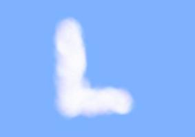 L alphabet font shape in cloud vector on blue sky background