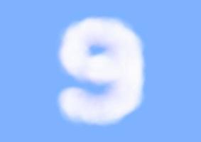 number nine font shape in cloud vector on blue sky background