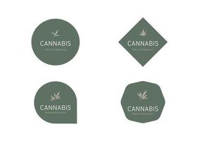 Set of cannabis logo banner or hemp label tag vector