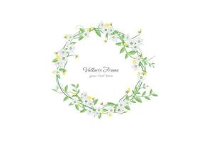 spring vallaris bread flower floral frame vector on white background