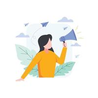 Woman with megaphone illustration vector