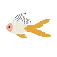 Cute simple flat fish isolated. Vector illustration of an animal in ocean life