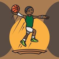 basketball player icon doing hookshoot vector