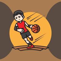 icono de jugador de baloncesto y gran regate vector