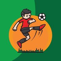 icono de jugador de fútbol patea la pelota cuando salta vector