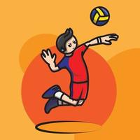 volleyball player icon doing hard smash vector