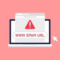 no haga clic en URL de spam, concepto de hipervínculo sospechoso y peligroso ilustración diseño plano vector eps10. elemento gráfico moderno para página de inicio, interfaz de usuario de estado vacío, infografía, icono