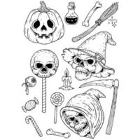 colección de conjunto dibujado a mano de halloween vector