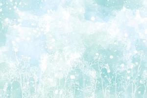 christmas winter sweet pastel light blue watercolor wet wash splash with line art wild flower background textured