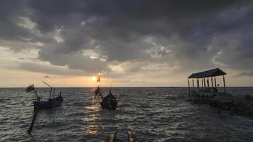 Timelapse sunset with low angle at Tanjung Piandang. video
