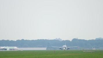 AMSTERDAM, THE NETHERLANDS JULY 26, 2017 - Aeroflot Airbus A321 VP BJX accelerate before departure at runway 24 Kaagbaan, slow motion. Shiphol Airport, Amsterdam, Holland video