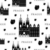 Prague city, seamless pattern vector