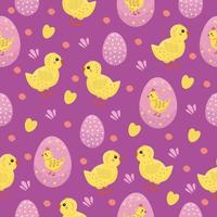 Easter seamless pattern with chicks vector