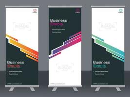 Business banner roll up set  standee banner template. vector