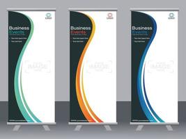 Business banner roll up set  standee banner template. vector