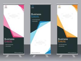 Business banner roll up set  standee banner template. vector