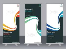 Business banner roll up set  standee banner template. vector