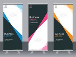 Business banner roll up set  standee banner template. vector