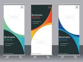 Business banner roll up set  standee banner template. vector