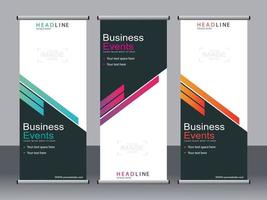 Business banner roll up set,standee banner template. vector