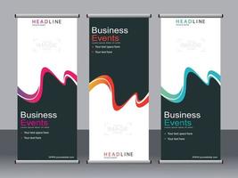 Business banner roll up set standee banner template. vector