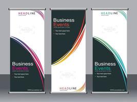 Business banner roll up set standee banner template. vector