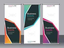 Business banner roll up set standee banner template. vector