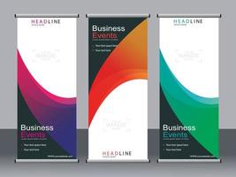 Business banner roll up set standee banner template. vector