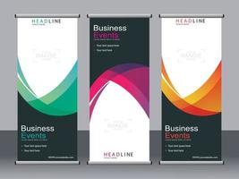 Business banner roll up set standee banner template. vector