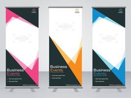 Business banner roll up set  standee banner template. vector