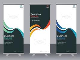 Business banner roll up set  standee banner template. vector