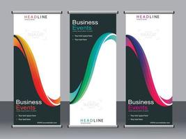 Business banner roll up set standee banner template. vector