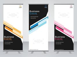 Business banner roll up set  standee banner template. vector